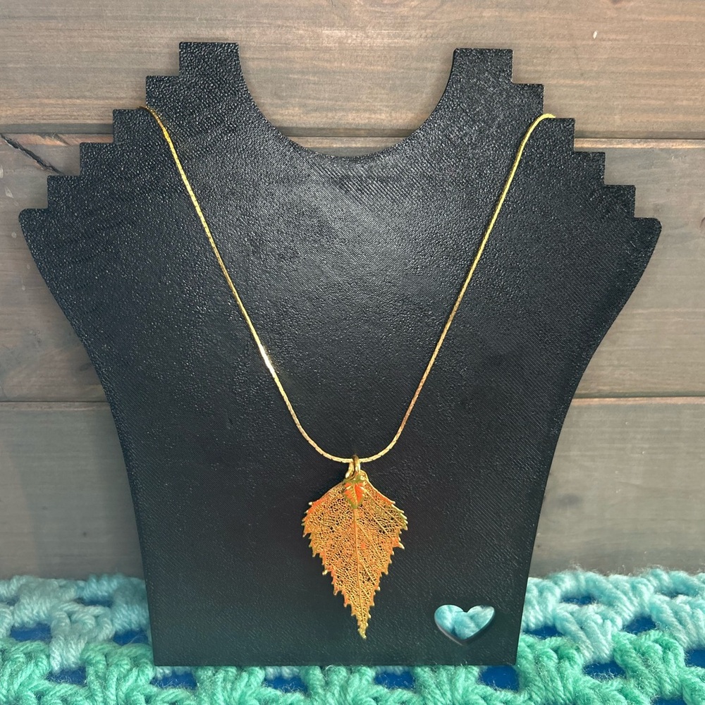 Dipped Birch Leaf Pendant Necklace